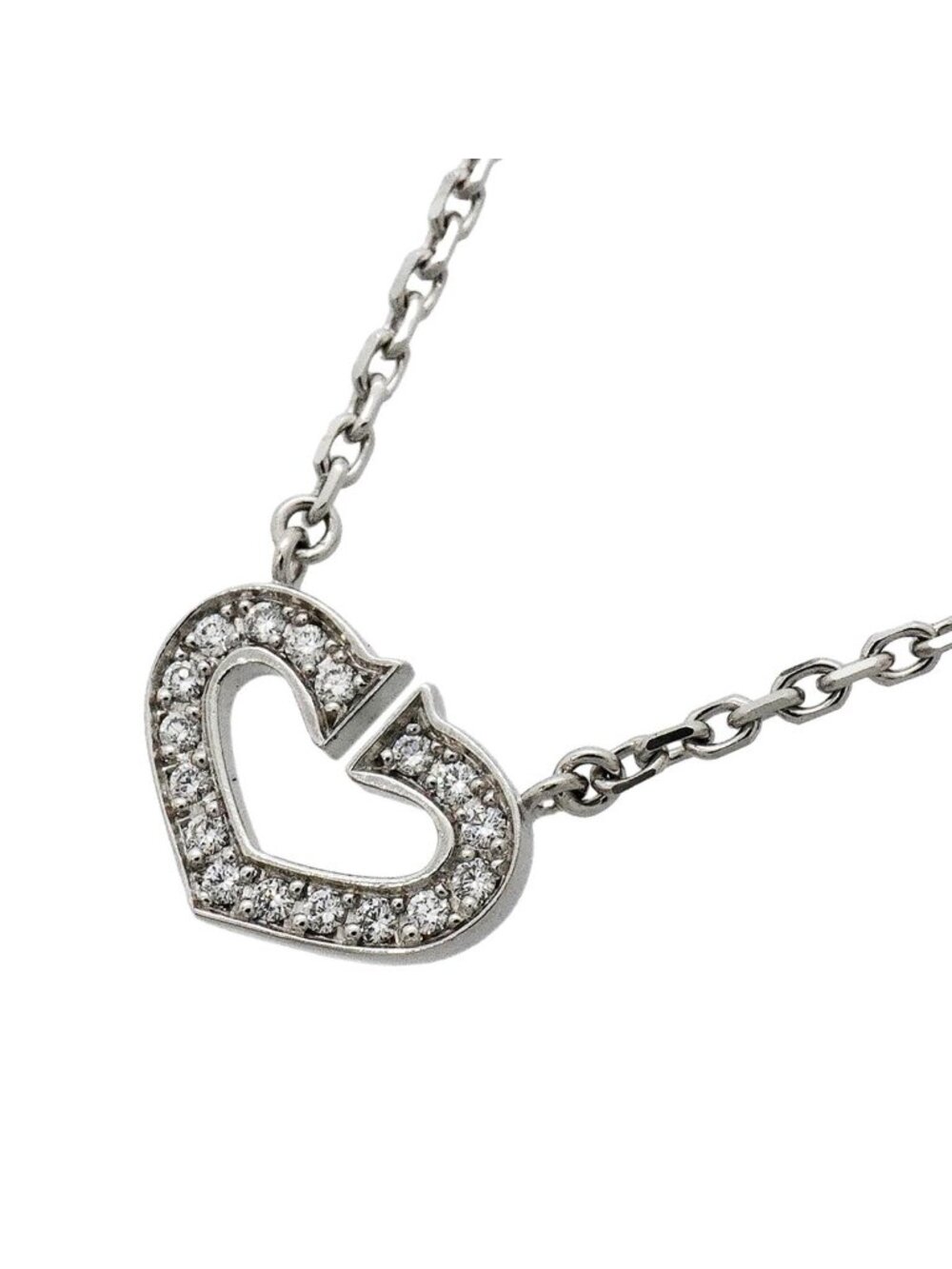 Cartier Necklace C Heart 18k White Gold Diamond